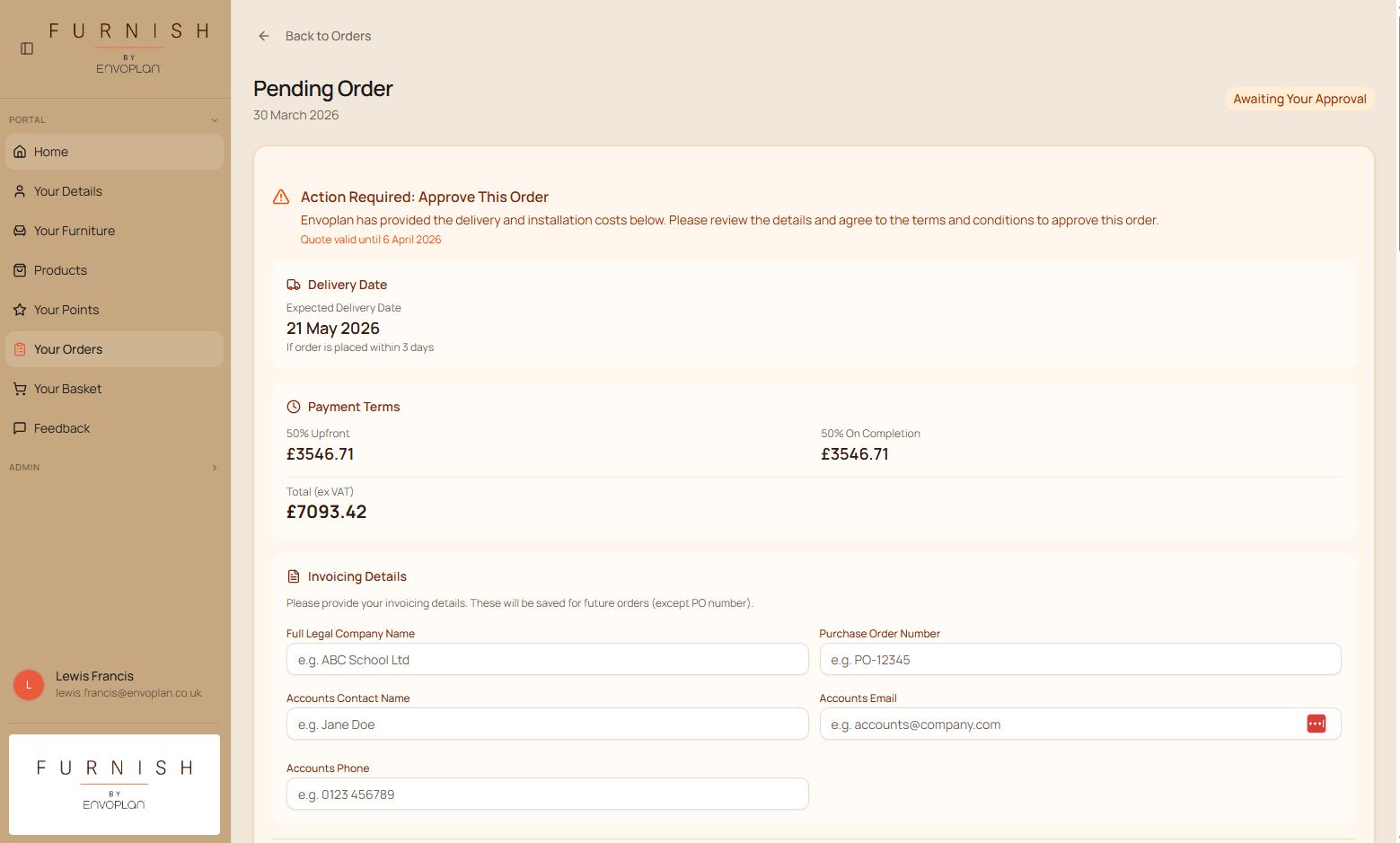 Pending Order Approval